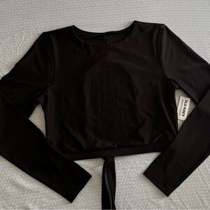 Black Long Sleeve Crop Top